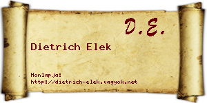 Dietrich Elek névjegykártya